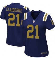 Women's Nike New York Jets #21 Morris Claiborne Game Navy Blue Alternate NFL Jersey