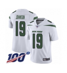 Men's New York Jets #19 Keyshawn Johnson White Vapor Untouchable Limited Player 100th Season Football Jersey