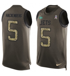 Men's Nike New York Jets #5 Christian Hackenberg Limited Green Salute to Service Tank Top NFL Jersey