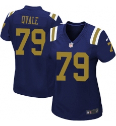 Women's Nike New York Jets #79 Brent Qvale Elite Navy Blue Alternate NFL Jersey
