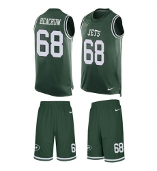 Men's Nike New York Jets #68 Kelvin Beachum Limited Green Tank Top Suit NFL Jersey