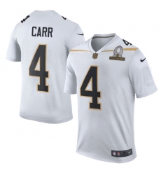 Men's Nike Oakland Raiders #4 Derek Carr Elite White Team Rice 2016 Pro Bowl NFL Jersey