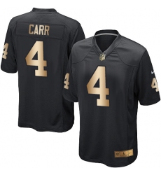Youth Nike Oakland Raiders #4 Derek Carr Elite Black/Gold Team Color NFL Jersey