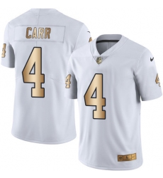 Youth Nike Oakland Raiders #4 Derek Carr Limited White/Gold Rush NFL Jersey