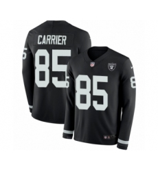Youth Nike Oakland Raiders #85 Derek Carrier Limited Black Therma Long Sleeve NFL Jersey