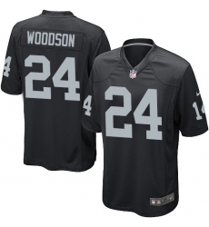 Men's Nike Oakland Raiders #24 Charles Woodson Game Black Team Color NFL Jersey