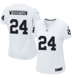Women's Nike Oakland Raiders #24 Charles Woodson Game White NFL Jersey