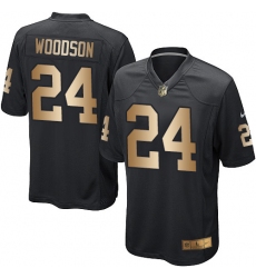 Youth Nike Oakland Raiders #24 Charles Woodson Elite Black/Gold Team Color NFL Jersey