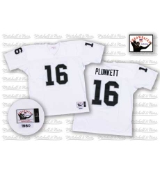 Mitchell and Ness Oakland Raiders #16 Jim Plunkett White Authentic NFL Throwback Jersey