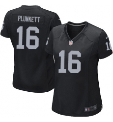 Women's Nike Oakland Raiders #16 Jim Plunkett Game Black Team Color NFL Jersey