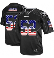 Men's Nike Oakland Raiders #52 Khalil Mack Elite Black USA Flag Fashion NFL Jersey