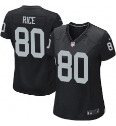 Women's Nike Oakland Raiders #80 Jerry Rice Game Black Team Color NFL Jersey