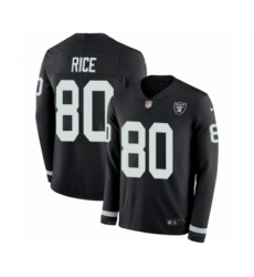 Youth Nike Oakland Raiders #80 Jerry Rice Limited Black Therma Long Sleeve NFL Jersey
