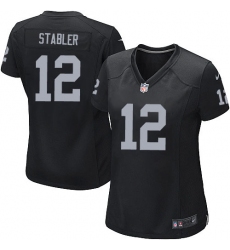 Women's Nike Oakland Raiders #12 Kenny Stabler Game Black Team Color NFL Jersey