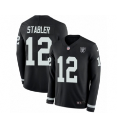 Youth Nike Oakland Raiders #12 Kenny Stabler Limited Black Therma Long Sleeve NFL Jersey