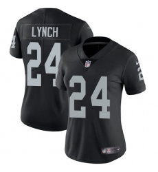 Women's Nike Oakland Raiders #24 Marshawn Lynch Elite Black Team Color NFL Jersey