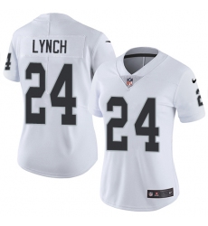Women's Nike Oakland Raiders #24 Marshawn Lynch Elite White NFL Jersey