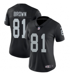 Women's Nike Oakland Raiders #81 Tim Brown Elite Black Team Color NFL Jersey