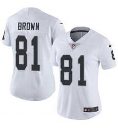 Women's Nike Oakland Raiders #81 Tim Brown Elite White NFL Jersey