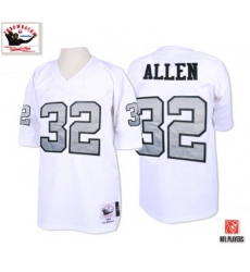 Mitchell and Ness Oakland Raiders #32 Marcus Allen White with Silver No. Authentic NFL Throwback Jersey