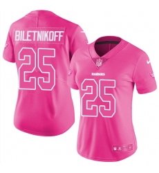 Women's Nike Oakland Raiders #25 Fred Biletnikoff Limited Pink Rush Fashion NFL Jersey