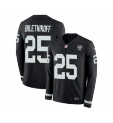Youth Nike Oakland Raiders #25 Fred Biletnikoff Limited Black Therma Long Sleeve NFL Jersey
