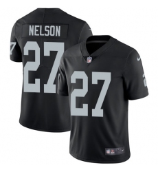 Youth Nike Oakland Raiders #27 Reggie Nelson Elite Black Team Color NFL Jersey