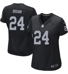 Women's Nike Oakland Raiders #24 Willie Brown Game Black Team Color NFL Jersey