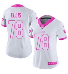 Women's Nike Oakland Raiders #78 Justin Ellis Limited White/Pink Rush Fashion NFL Jersey