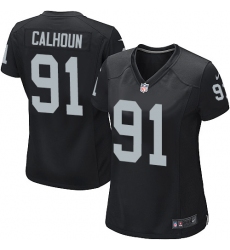 Women's Nike Oakland Raiders #91 Shilique Calhoun Game Black Team Color NFL Jersey