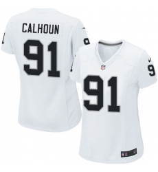Women's Nike Oakland Raiders #91 Shilique Calhoun Game White NFL Jersey