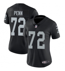Women's Nike Oakland Raiders #72 Donald Penn Elite Black Team Color NFL Jersey
