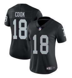 Women's Nike Oakland Raiders #18 Connor Cook Elite Black Team Color NFL Jersey