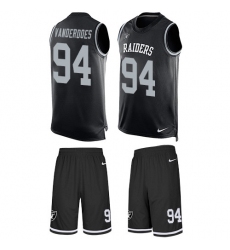 Men's Nike Oakland Raiders #94 Eddie Vanderdoes Limited Black Tank Top Suit NFL Jersey