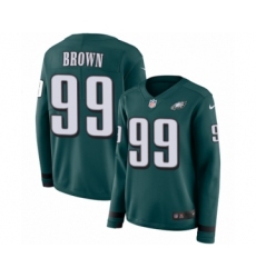 Women's Nike Philadelphia Eagles #99 Jerome Brown Limited Green Therma Long Sleeve NFL Jersey