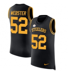 Men's Nike Pittsburgh Steelers #52 Mike Webster Limited Black Rush Player Name & Number Tank Top NFL Jersey