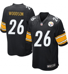 Men's Nike Pittsburgh Steelers #26 Rod Woodson Game Black Team Color NFL Jersey