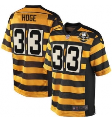 Men's Nike Pittsburgh Steelers #33 Merril Hoge Elite Yellow/Black Alternate 80TH Anniversary Throwback NFL Jersey