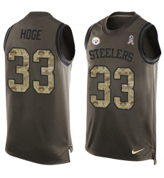 Men's Nike Pittsburgh Steelers #33 Merril Hoge Limited Green Salute to Service Tank Top NFL Jersey