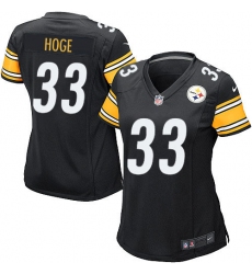 Women's Nike Pittsburgh Steelers #33 Merril Hoge Game Black Team Color NFL Jersey