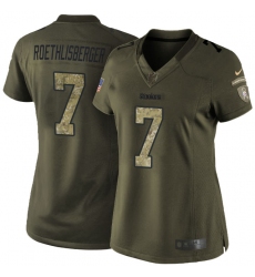 Women's Nike Pittsburgh Steelers #7 Ben Roethlisberger Elite Green Salute to Service NFL Jersey