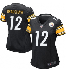 Women's Nike Pittsburgh Steelers #12 Terry Bradshaw Game Black Team Color NFL Jersey