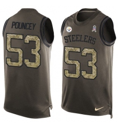 Men's Nike Pittsburgh Steelers #53 Maurkice Pouncey Limited Green Salute to Service Tank Top NFL Jersey