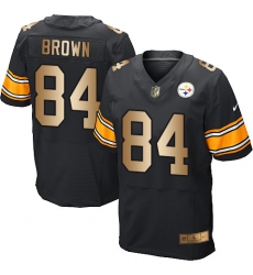 Men's Nike Pittsburgh Steelers #84 Antonio Brown Elite Black/Gold Team Color NFL Jersey
