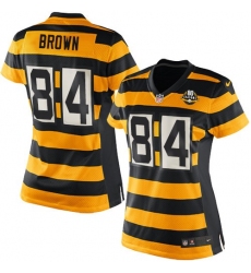 Women's Nike Pittsburgh Steelers #84 Antonio Brown Elite Yellow/Black Alternate 80TH Anniversary Throwback NFL Jersey