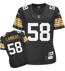 Reebok Pittsburgh Steelers #58 Jack Lambert Black Women's Throwback Team Color Premier EQT NFL Jersey