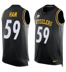 Men's Nike Pittsburgh Steelers #59 Jack Ham Limited Black Player Name & Number Tank Top NFL Jersey