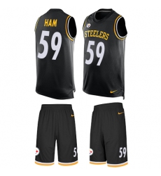 Men's Nike Pittsburgh Steelers #59 Jack Ham Limited Black Tank Top Suit NFL Jersey