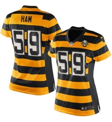 Women's Nike Pittsburgh Steelers #59 Jack Ham Game Yellow/Black Alternate 80TH Anniversary Throwback NFL Jersey