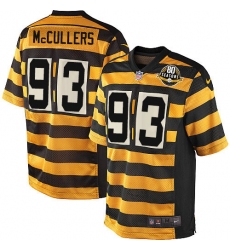 Men's Nike Pittsburgh Steelers #93 Dan McCullers Elite Yellow/Black Alternate 80TH Anniversary Throwback NFL Jersey